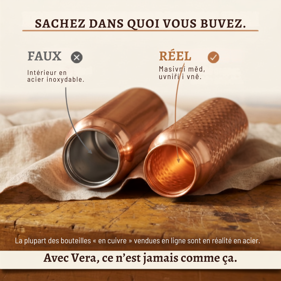 Bouteille d'eau en cuivre pur Velisse Paris