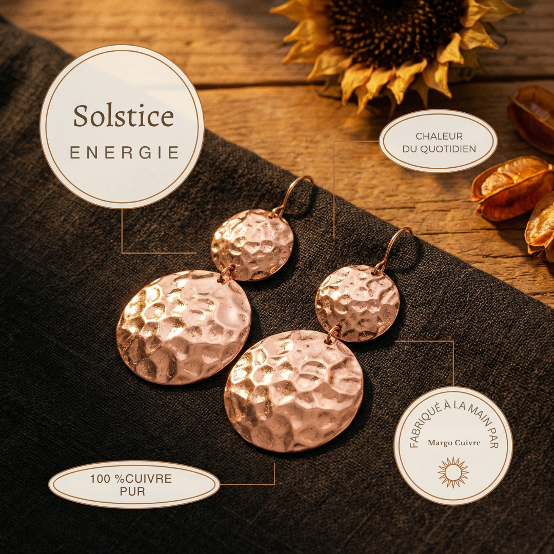 Boucles d'oreilles en cuivre de Velisse Paris pour le Solstice