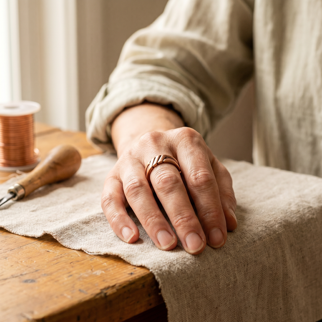 Bague en cuivre de tourbe Velisse Paris