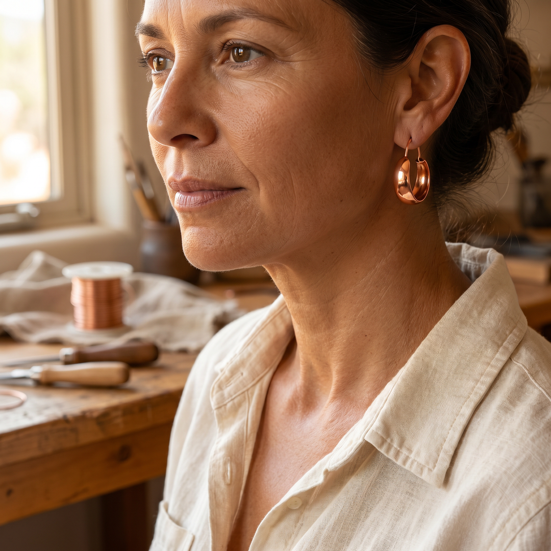 Boucles d'oreilles en cuivre de Velisse Paris