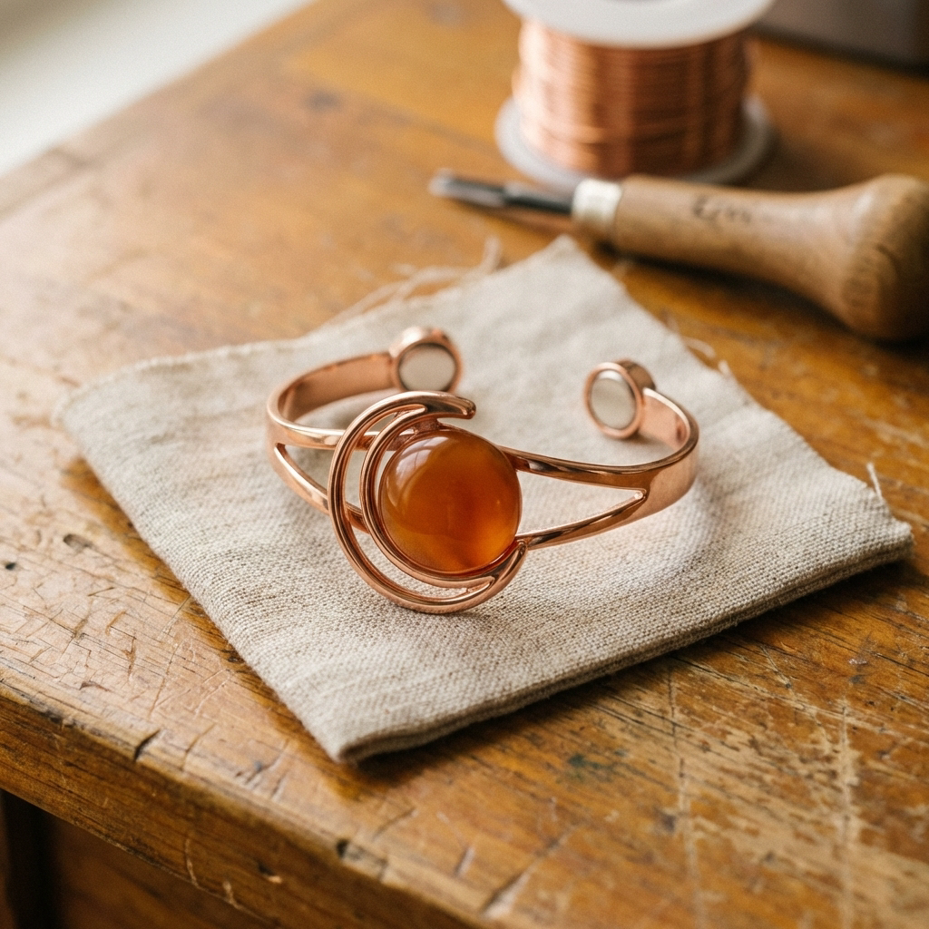 Boucles d'oreilles Velisse Paris Sphere Bracelet en Cuivre Orange